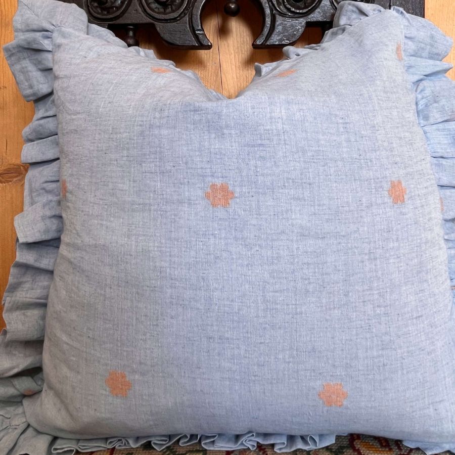 Pearl Blue Jamdani Cushion Cover