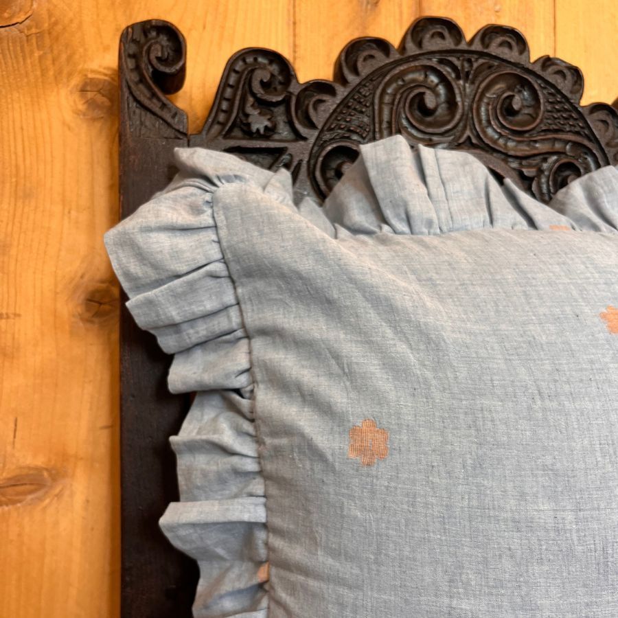 Pearl Blue Jamdani Cushion Cover