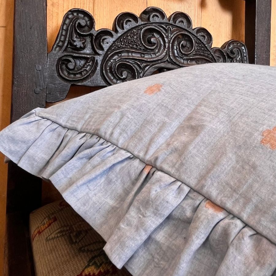 Pearl Blue Jamdani Cushion Cover