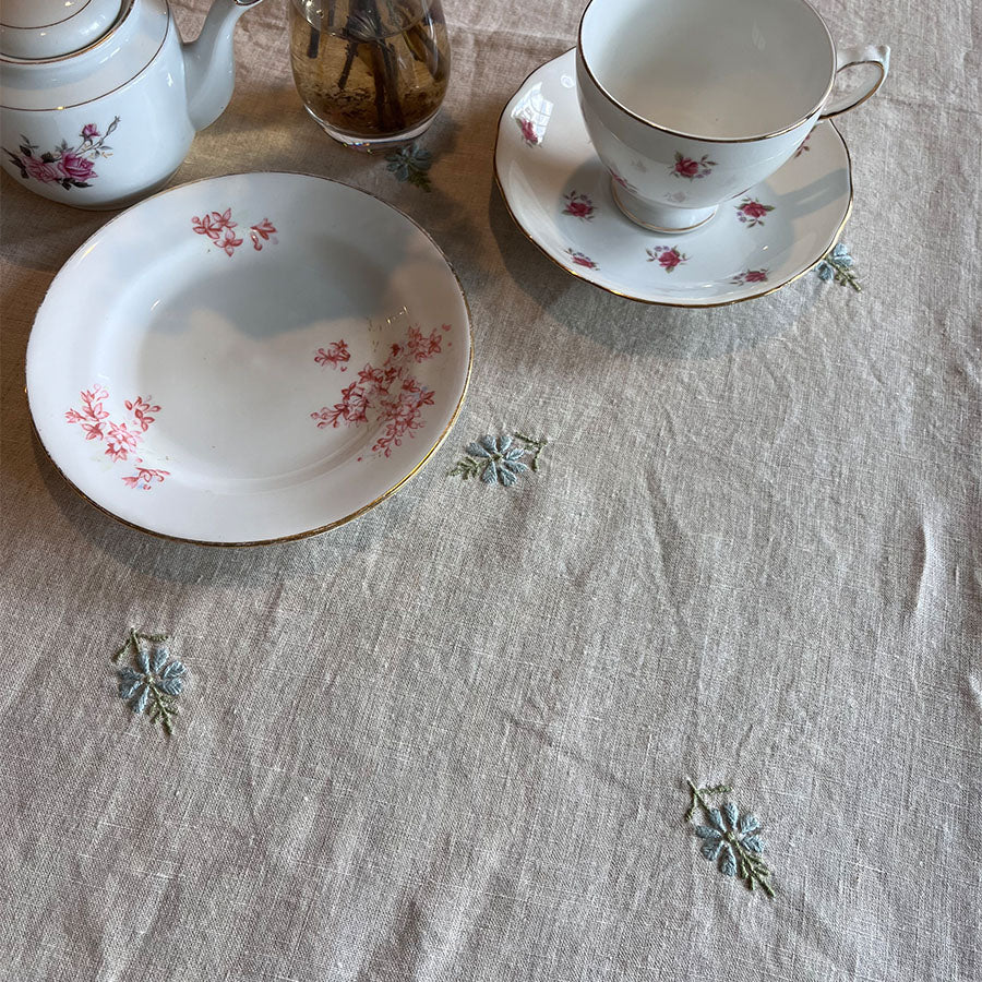 Top shot of Bageecha Chikankari tablecloth