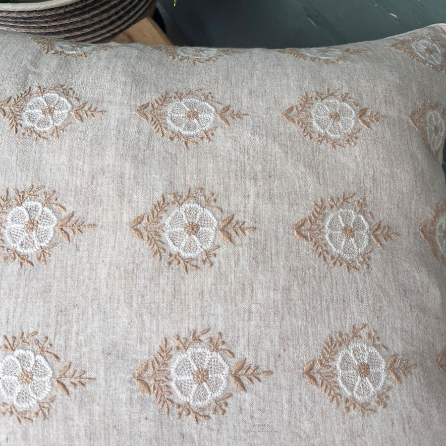 Saaya bela chikankari cushion cover made in linen