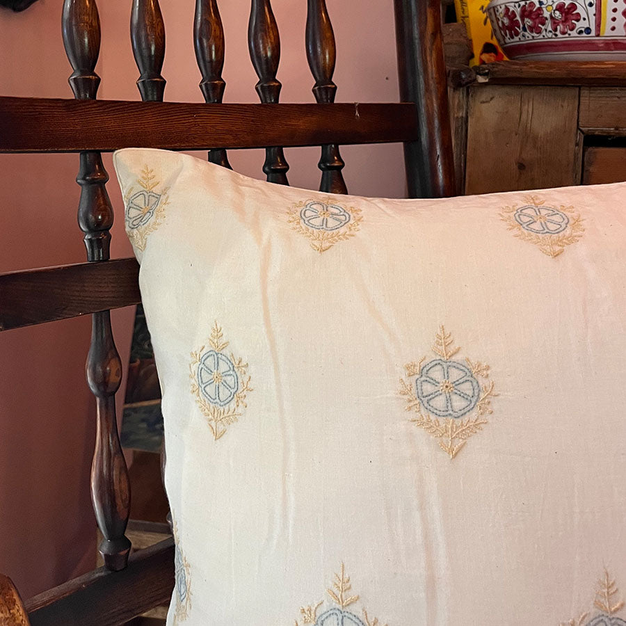 Bela Chikankari cushion cover with hand embroidery
