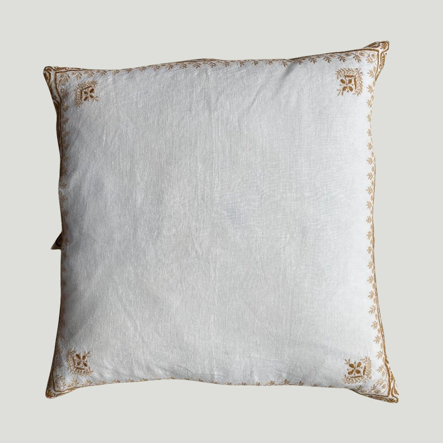 Decorative kinara cushion cover with gold embroidery 