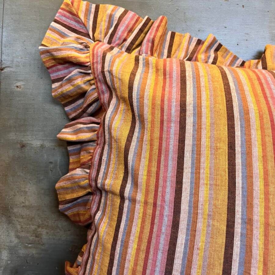 Dark Mustard Striped Cushion Cover
