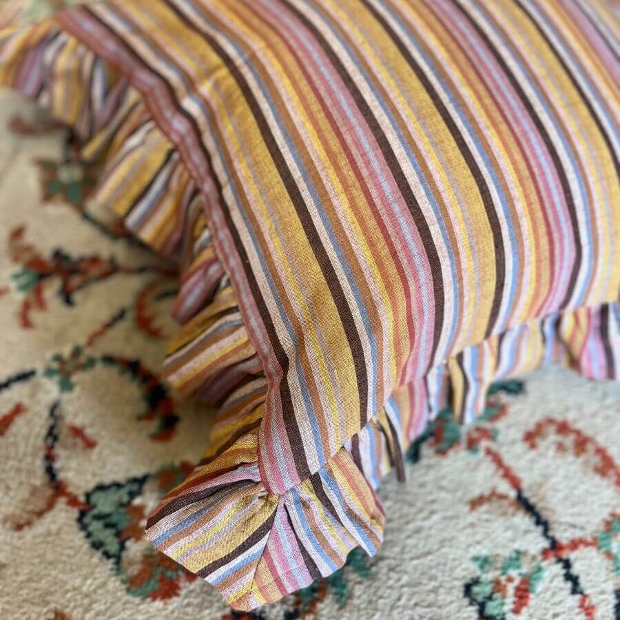 Dark Mustard Striped Cushion Cover